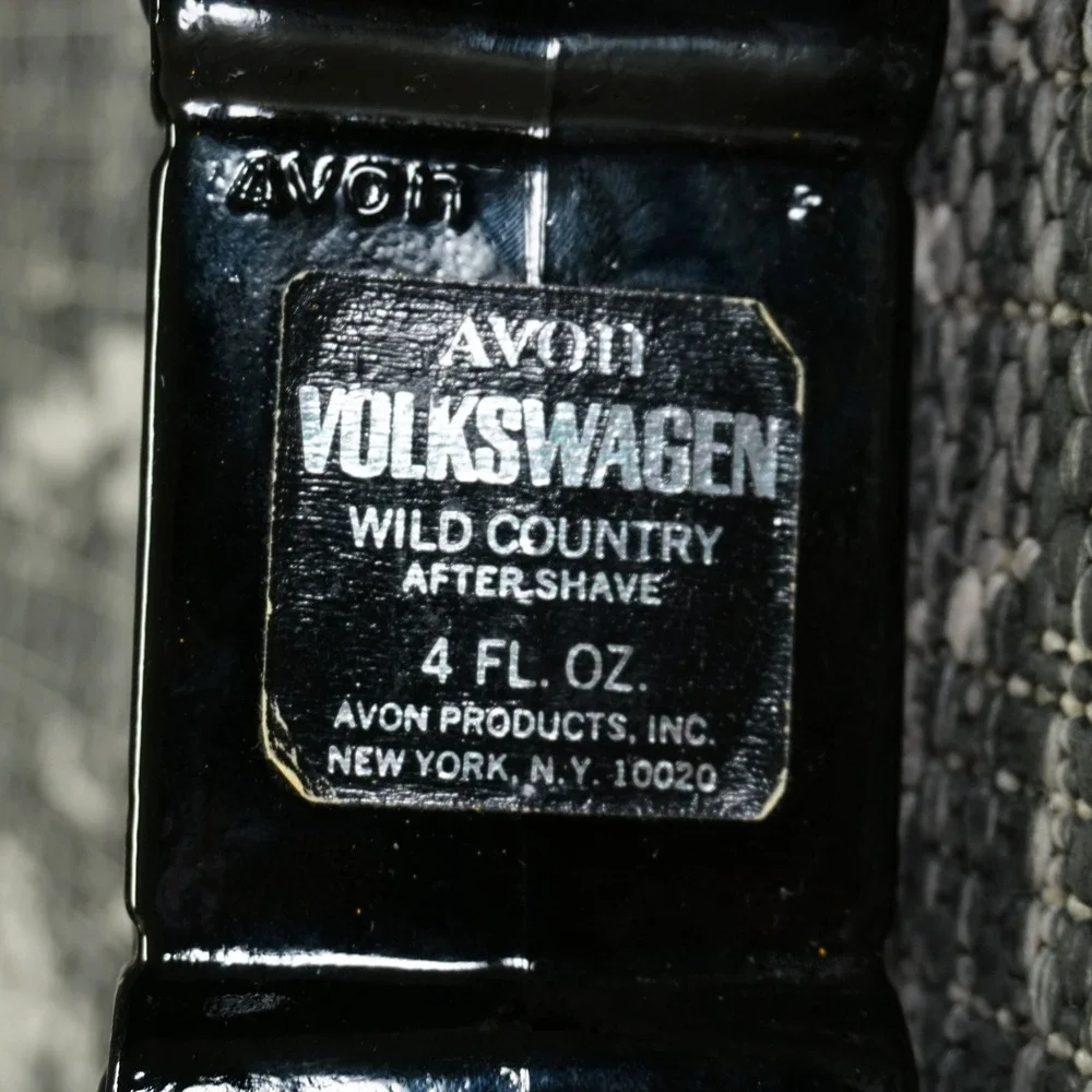 Avon Volkswagen Beetle Wild‎ Country After Shave Bottle Black Glass Car Empty